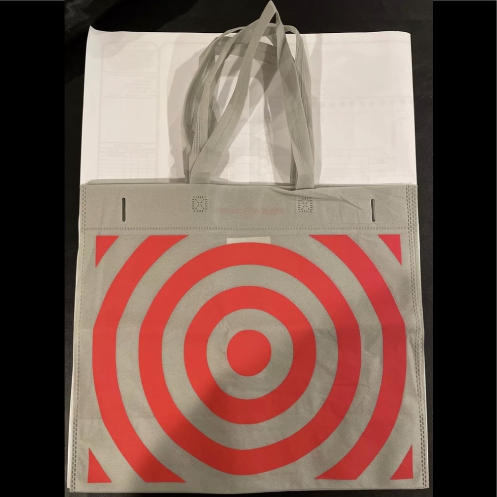 NEW 6 Target Reusable Shopping Tote Bags. Gray RED LOGO, 17.5 L x 15.5 H